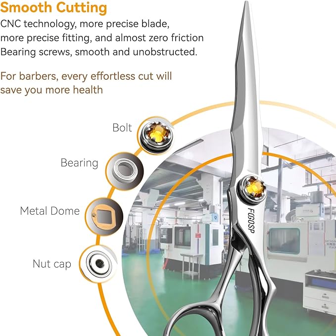 Professional Hair Scissors 6” Barber Scissors Japan VG10 Fine Cutting Blades Professional CNC Hair Shears Barber Scissor Set for Men and Women Haircut Shear Kit