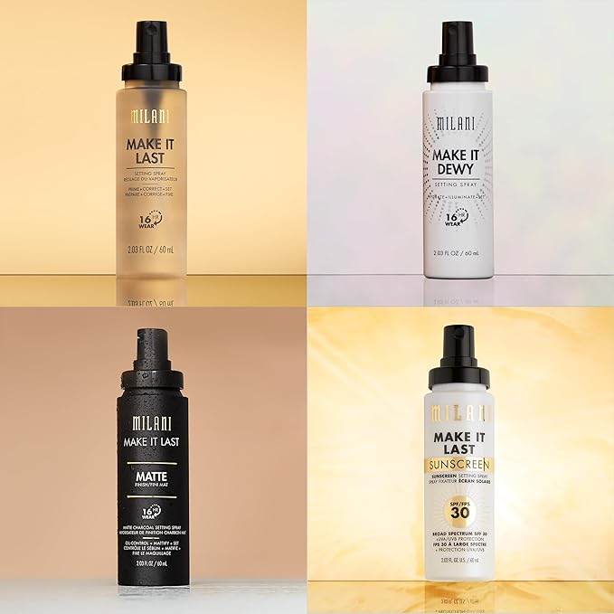 Milani Setting Spray + Primer, Make It Last Dewy - Dewy Finish Moisturizing Formula for Glow on the Go, Setting Spray for Makeup and Face Primer, Prime + Set + Hydrate, 2.03 Fl. Oz - 2 Pack