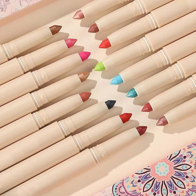 Blue Eyeshadow Makeup, Waterproof Hypoallergenic Long Lasting Eye Liner, Highlighter Matte Cream Eye Shadow Stick, Glitter Primer Palette Shimmer Eyeliner Pen