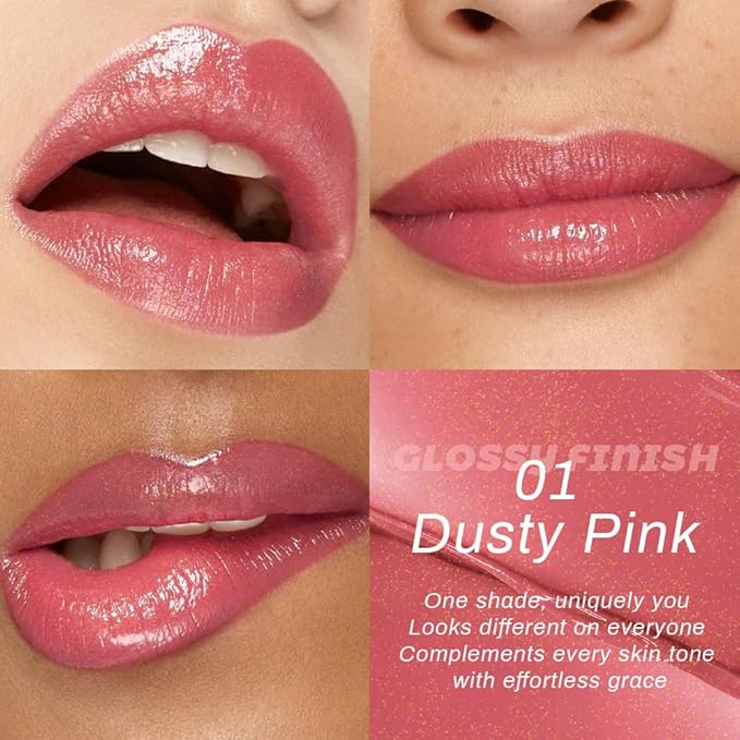 Pink Honey Lipstick Tinted Lip Balm - Shine Moisturizing Lipstick for Women, Natural Nourishing Hydrating Lip Gloss Stain for Dry Lips, Tint Sheer Lightweight Makeup, Vegan - 1Pc #01 Dusty Pink