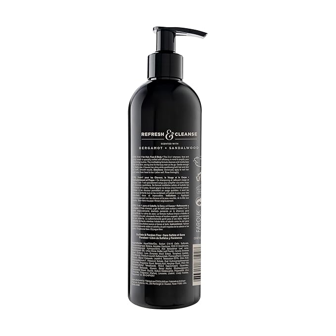 CHI Pour Homme 3-in-1 Cleansing & Moisturizing Hair, Face & Body Wash for Men, Made With Aloe Vera & Nettle, Fresh, Woody Scent, Sulfate-Free, 11.5 oz