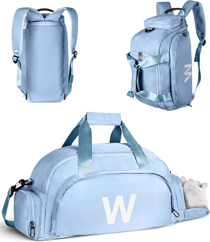 16 Year Old Girl Birthday Gifts, Initial Gym Bags with Shoe Compartment, Dance Bag for Girls, Monogram Kid Overnight Bags, Small Travel Duffle Tote-Perfect for Ballet Yoga Sport (Letter W)