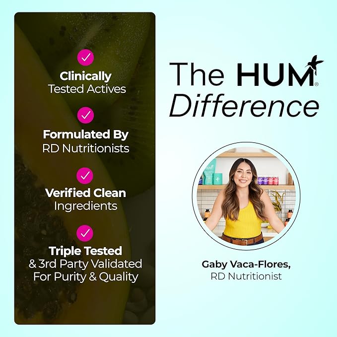 HUM Daily Cleanse Acne Supplements for Women & Men, Gentle Digestive Cleanse for Clear Skin Support, Zinc, Spirulina, Chlorella, Detoxifying Herbs, Organic Algae, Skin Vitamins Supplement, 60 Capsules