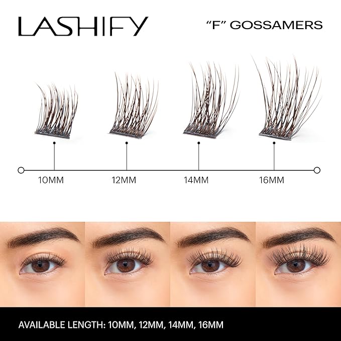 Lashify Fluffy 12mm Gossamer DIY Eyelash Extensions Refill, Truffle Color, Easy False Lashes To Add Fullness and Dimension