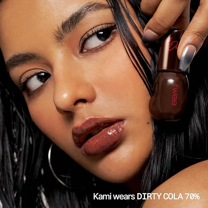 fwee 3D Voluming Gloss 70% (Rich) | High Shine, Non-Sticky Lip Gloss for Makeup | Long-Lasting, Moisturizing Gel Formula – Dirty Cola 70% | 30% & 70% Pigment Options | 5.3g