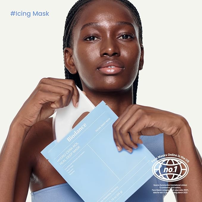 BIODANCE Hydro Cera-nol Real Deep Mask, Overnight Hydrogel Mask, Hydrating Facial Mask For Sensitive Skin, Redness Reducing & Quick Soothing Effect, Korean Skincare, Stocking Stuffers |1.19oz(34g)x4ea