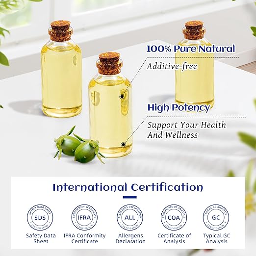 HIQILI 100ML Jojoba Oil Organic for Hair Growth,100% Pure Cold Pressed Unrefined, Included Roller Bottle for Massage - 3.38 Fl Oz
