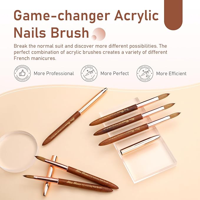 Acrylic Nail Art Brush Size 18, 100% Pure Kolinsky Hair Oval Nail Brush for Acrylic Application, Professional Nail Extension Manicure Tool Wooden Handle Nail Drawing Pen for DIY Home Salon