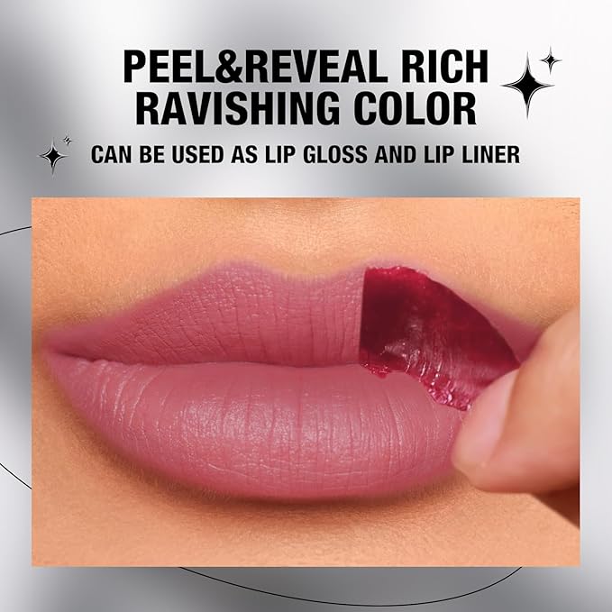 LANGMANNI Long-Lasting Peel Off Lip Liner Set, Waterproof & Smudge-Proof Matte Lip Liners Gift Makeup For Girls（#3）