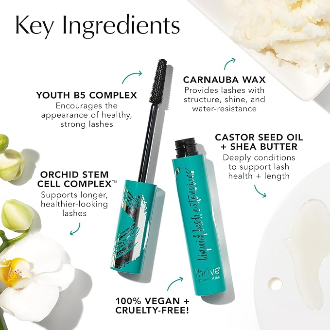 Thrive Causemetics Liquid Lash Extensions Mascara, Tubing Thrive Mascara Lengthening, Volumizing & Curling, Smudge Proof, Washable, No Clumping or Flaking, Vegan & Cruelty Free, Nola (Deep Blue)