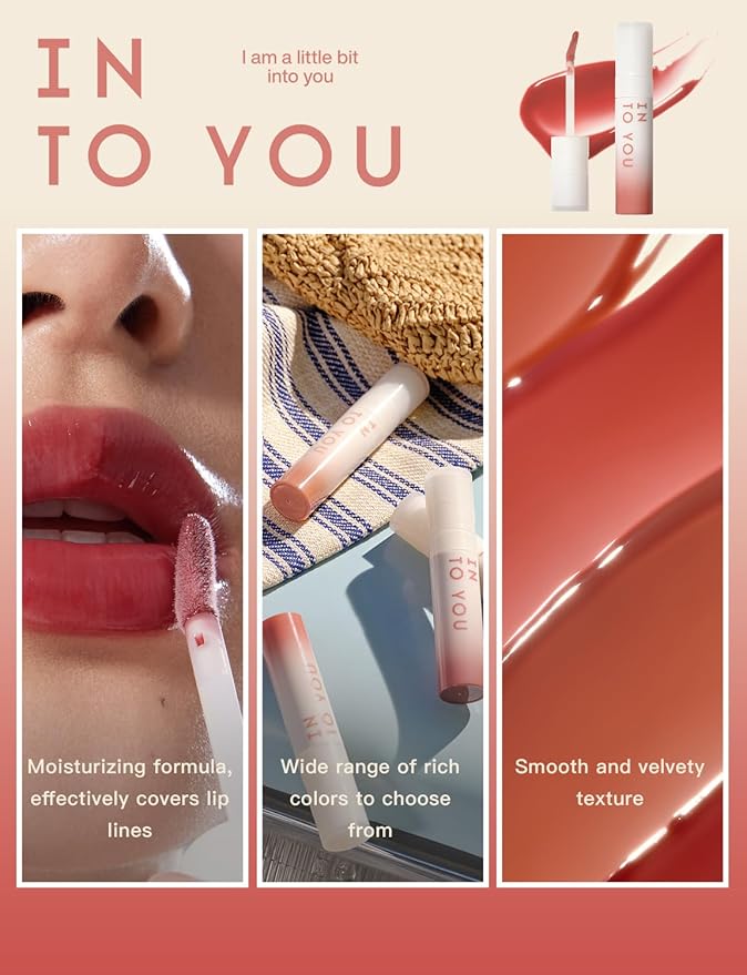 INTO YOU Lip Gloss Coco Liquid Moisturizing Lipstick Long Lasting Lip Stick Lip Stain Makeup Glitter Shine Non-sticky Lipstick for Women (CC05)