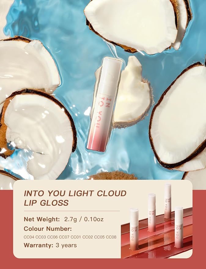 INTO YOU Lip Gloss Coco Liquid Moisturizing Lipstick Long Lasting Lip Stick Lip Stain Makeup Glitter Shine Non-sticky Lipstick for Women (CC06)