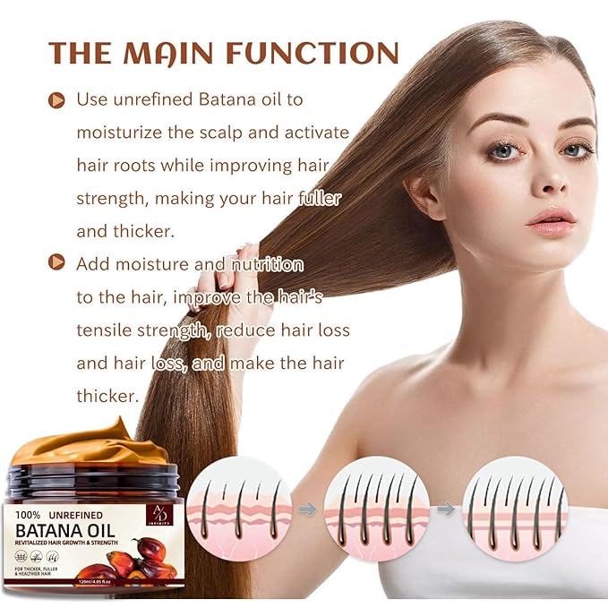 100% Unrefined Raw Batana Oil for Hair Growth Dr. Sebi Organic Pure from Honduras with Keratin, Coffee Extract & Other Ingredients to Enhance Efficacy for Thicker, Strength - Botana Oil 4oz
