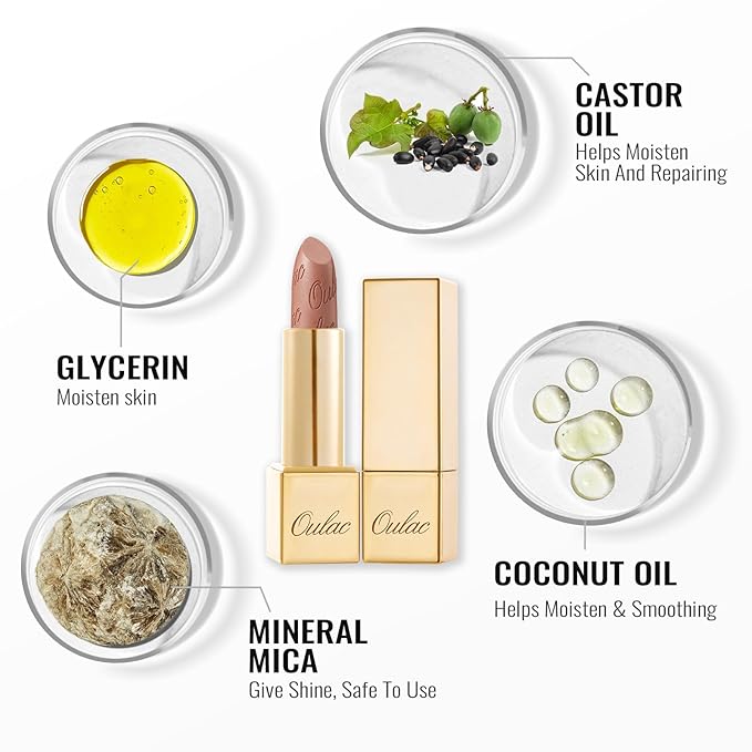 Oulac Metallic Pink Lipstick Set 3PCS, Comfortable Creamy Texture, Smooth No Grainy Feeling, Vegan & Gluten Free, Full-Coverage Lip Makeup, 3 X 4.3 g, 602+01+17