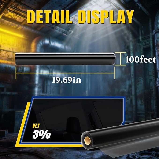 ARANA Nano Ceramic Car Window Tint Film 3% Percent - 20" x100FT Heat & UV Blocking, Privacy Anti-Glare, Scratch & Explosion Proof Tinted Film for Cars & Trucks