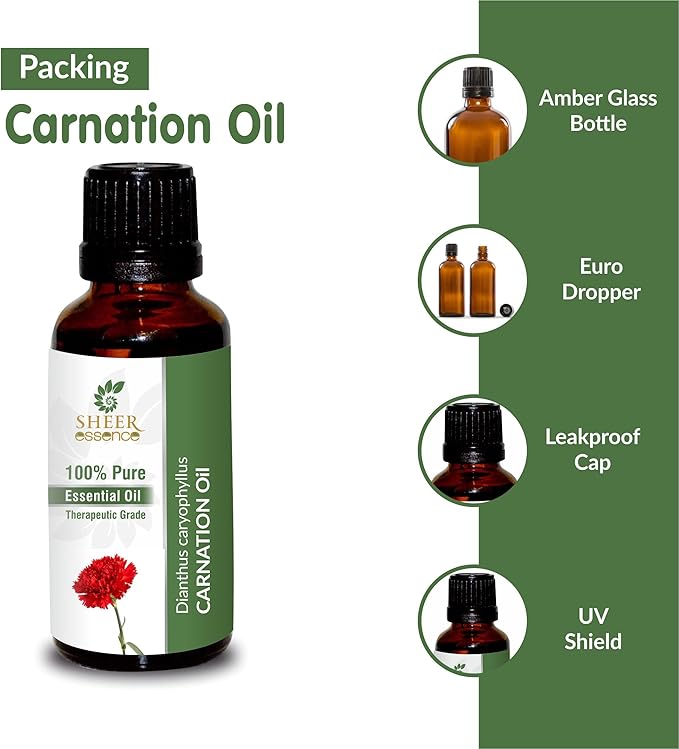 Essential Oils 4oz - 100% Pure and Natural - Therapeutic Grade Oil - Huge 4 Fluid Ounces Bottle with Premium Glass Dropper (Carnation Oil)