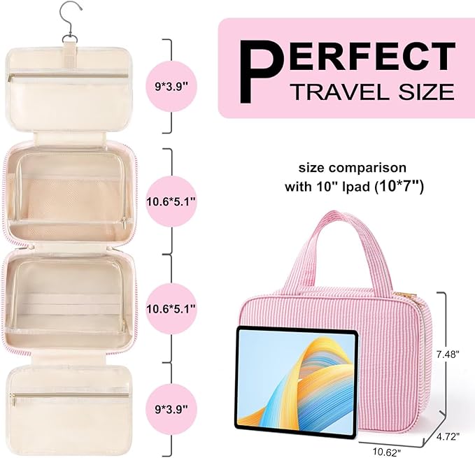 TOPEAST 2025 Graduation Gifts for Her - Hanging Toiletry Bag for Women, Travel Toiletry Bag Makeup Bag, Personalized Travel Essentials for Women - Letter G, Purple