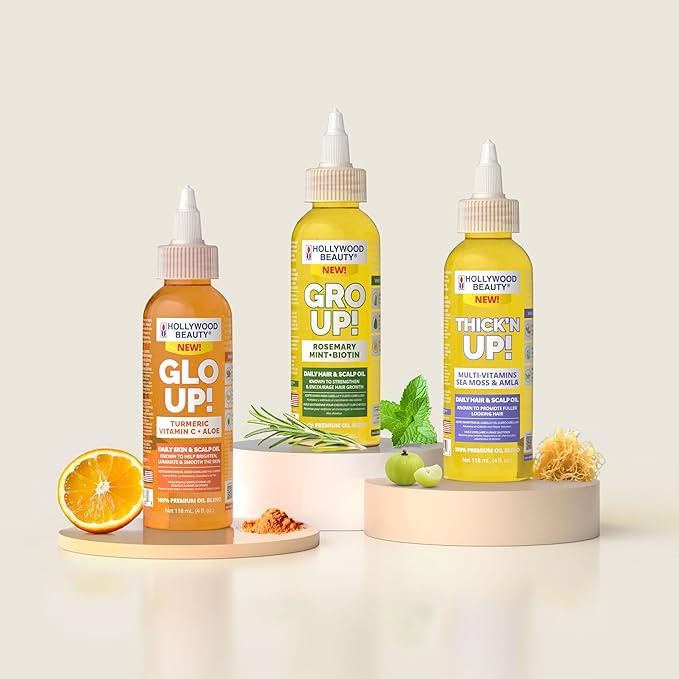 Hollywood Beauty Gro Up! Daily Hair & Scalp Oil with Rosemary, Mint, and Biotin, 4 fl oz