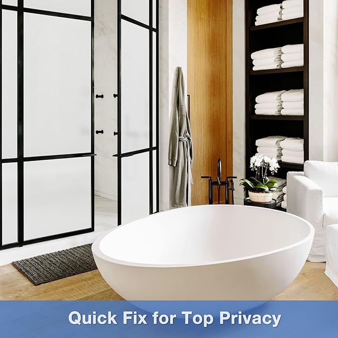 Volcanics Frosted Glass Window Privacy Film, Removable Static Cling Bathroom Window Film, Heat Control UV Blocking, Peep-Proof, Ideal for Home Office 35.4 x 78.7 Inches