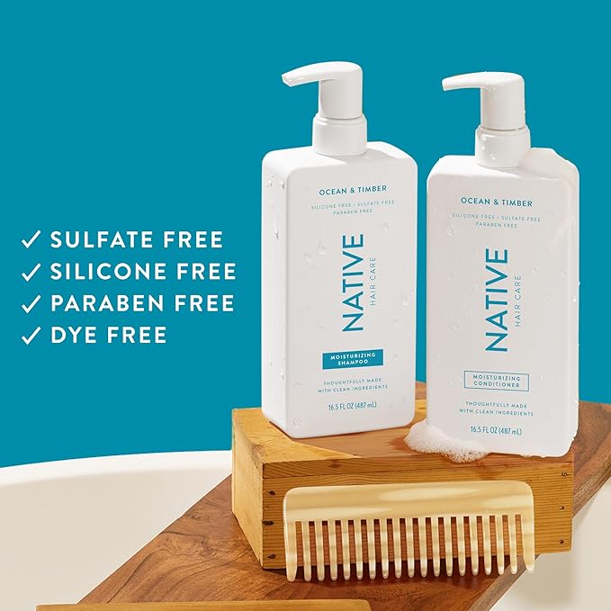 Native Ocean & Timber Shampoo and Conditioner Contain Naturally Derived Ingredients | All Hair Types, Color & Treated, Fine to Dry Damaged, Sulfate & Dye Free - 2-Pack