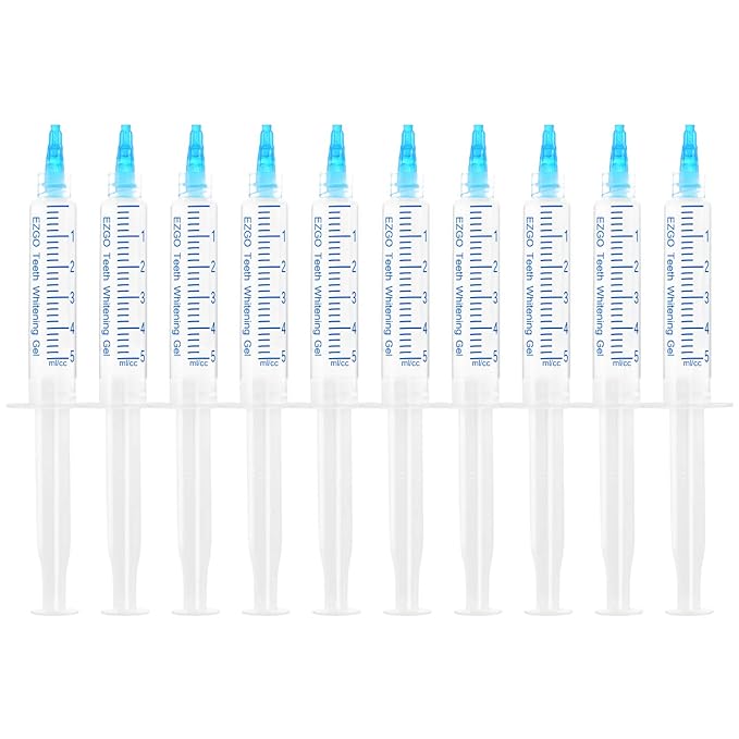 EZGO 10 Pack Teeth Whitening Gel Refills 22% Bleaching Gel, No Sensitive Teeth Whitener, Great for Sensitive Tooth Whitening, Carbamide Peroxide Teeth Whitening Gel, Mint Flavor (10X 5ML)