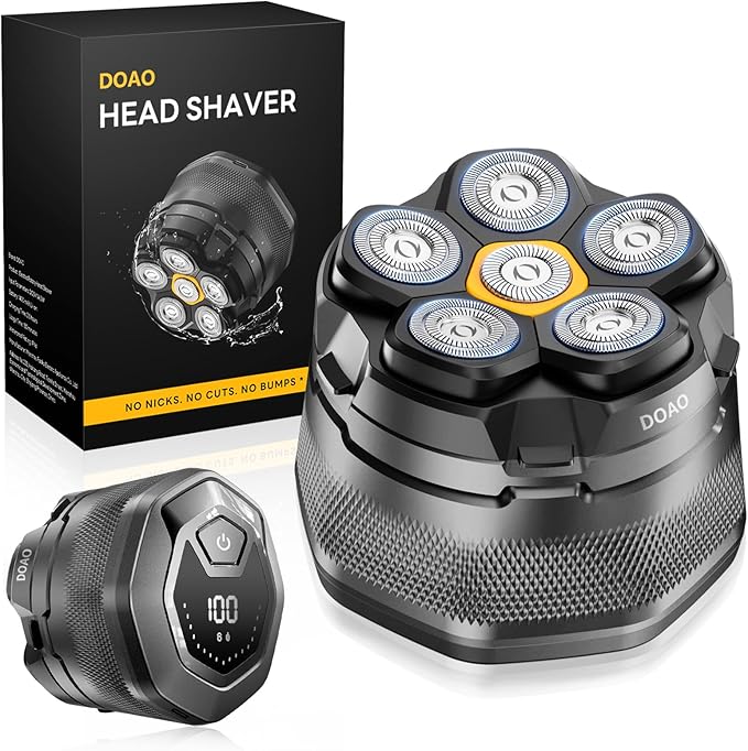 Head Shavers for Bald Men, 6D Magnetic Floating Blades, Smooth Shave in 3 Minutes, USB-C Rechargeable, 180min Runtime, Wet & Dry, Easy Clean, Anti-Slip Design(A6-Plus)