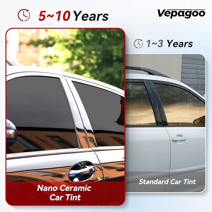 Vepagoo Nano Ceramic Car Window Tint Film 15% VLT- 40" in 100Ft Privacy Window Tint, Blocks UV/IR Rays, Heat & Glare - Scratch Resistance Car Window Film