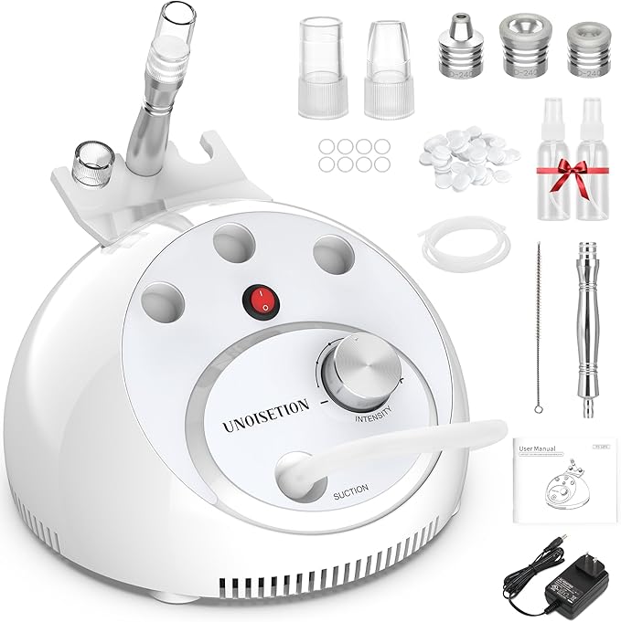 UNOISETION Blackhead Vacuum Removers, 2 in 1 Pro-Grade at-Home Spa Facial Vacuum Pore Cleaner for Blackheads, Whiteheads, Exfoliation, 20-80 Kpa Adjustable Suction for All Skin Types, White