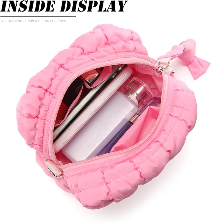 Puffy Quilted Makeup Bag Small Puffer Bag Cosmetic Bags Travel Toiletry Purse for Women, Cute Organizer Pouch, Green