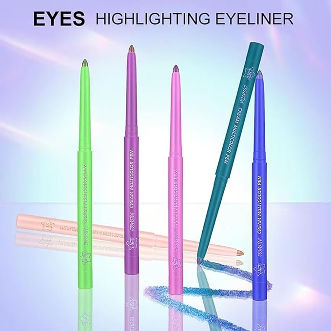 Purple Pink Eyeliner Chameleon Metallic Glitter Eyeliner Pen Multicolor Cream Shimmer Glitter Smooth Eyeshadow Stick Waterproof Long Lasting Eye liner Pencil,Party Stage Use # 03