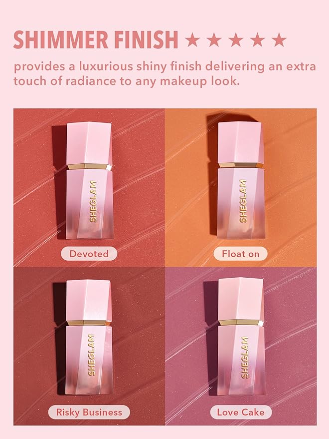 SHEGLAM Color Bloom Dayglow Liquid Blush Makeup for Cheeks Shimmer Finish - Devoted