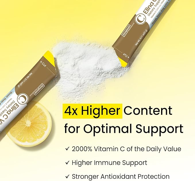 Vita Pop Vitamin C 2,000mg Korean High-Potency Daily Portable Zero Sugar Lemon Flavor Vitamin D & Biotin for Adults & Kids – Vitamin C Supplement for Immune Support, 30 Packets