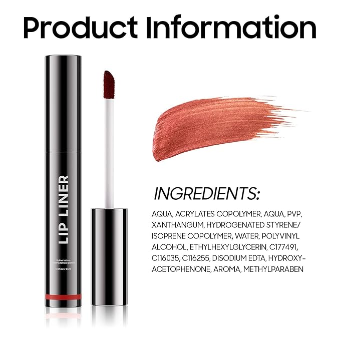Lip Stain Peel Off - Lip Liner Long-wear & Waterproof Moisturizing Lip Stain with Matte Finish, Transfer-Proof, Non-Stick Cup Lip Tint Stay On All Day (Coral)