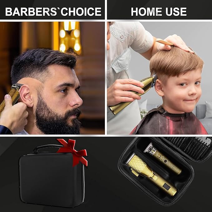 Professional Cordless Hair Clippers and T-Blade Beard Hair Trimmer Sets for Men, Barber Clippers with Travel Case, Rechargeable Home Haircut Beauty Kit for Men