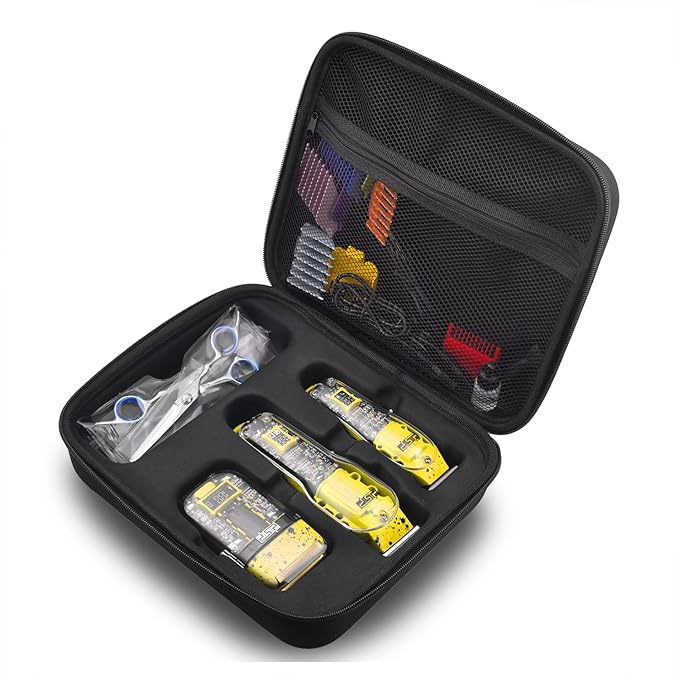 DSP Hair Clipper, Trimmer, Shaver Kits for Men Professional Barber Clipper and Trimmer Sets with Travel Case, Rechargeable, LED Display, Yellow