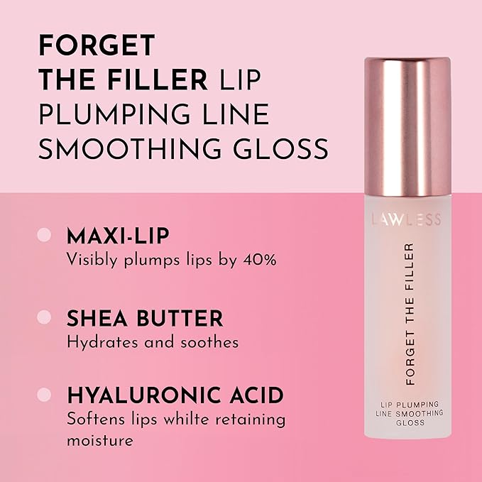 Lawless Women's Forget The Filler Lip Plumper Line Gloss, Rosy Outlook, Pink, 0.11 Fl Oz (Pack of 1)