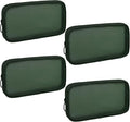 4 Pieces Mini Zipper Nylon Mesh Pouch, Mesh Cosmetic Bags Makeup Bags, Multipurpose Travel Toiletry Bags for Office Supplies and Travel Accessories (Green, M)