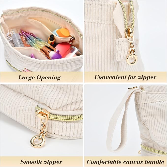Makeup Bag for Girls Gift, Personalized Christmas Gifts Initial Women Makeup Bag for Travel, Double Layer Cosmetic Bag with Brush Organizer Preppy Make up Bag for Teen Girl Trendy - C