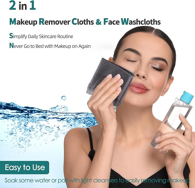 Wash Cloths 6 Pack, Super Soft and Skin Friendly Face Towel for Sensitive Skin, Reusable Washable Makeup Remover Cloth, 10x10 inch Small Face Washcloth, Easy to Rinse Dark Grey Facial Cleaning Cloths