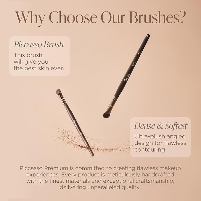 Piccasso 224 Eyeshadow Brush – Korean Eye Makeup Brush with Soft Tapered Bristles for Blending and Nose Contouring, Multi-Use Eye Shadow Brush for Daily Makeup and Shading
