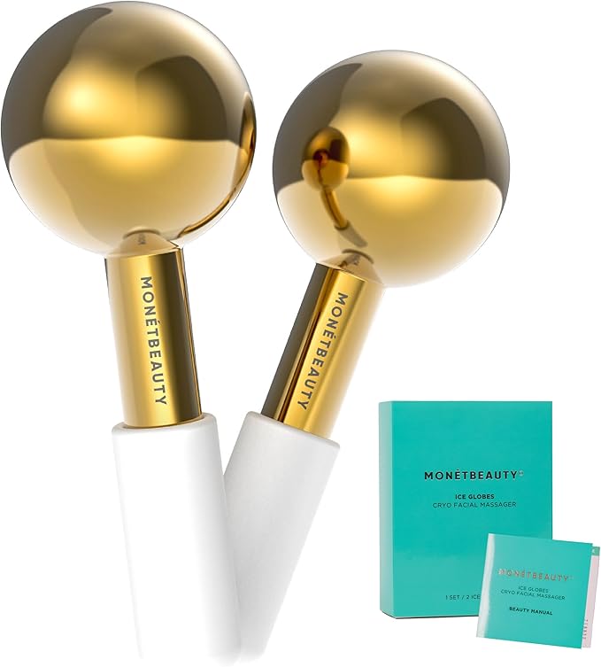 Stainless Steel Ice Globes for Facials (Gold), Durable Cryo Globes Instantly Reduce Puffiness, Tighten Pores and Sinus Relief, Face Globes for Facial Massages and Daily Beauty Routines