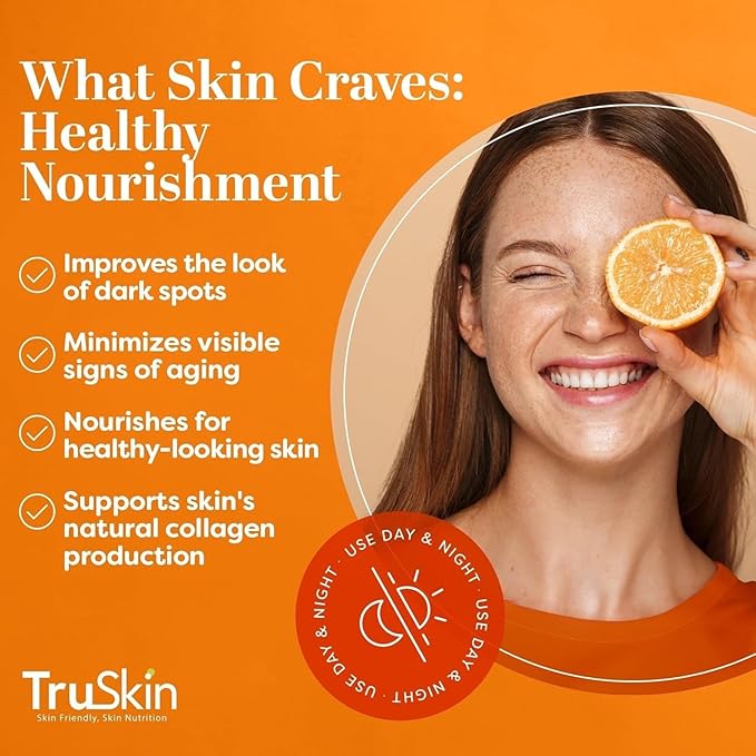 TruSkin Vitamin C Serum For Face – Anti Aging Face Serum with Vitamin C, Hyaluronic Acid, Vitamin E – Brightening Formula – Improve Appearance of Dark Spots, Tone, Fine Lines & Wrinkles, 2 Fl Oz