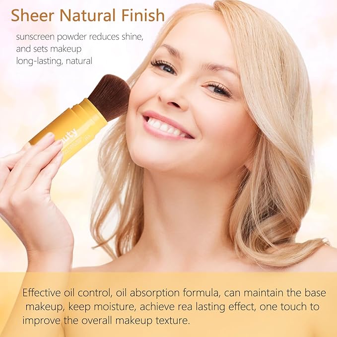 Mineral Sunscreen Setting Powder, SPF 35 Brush Sunscreen Powder for Face & Scalp, Long Lasting Lightweight Breathable, Oil Control Natural Matte Finish (#02 Medium)