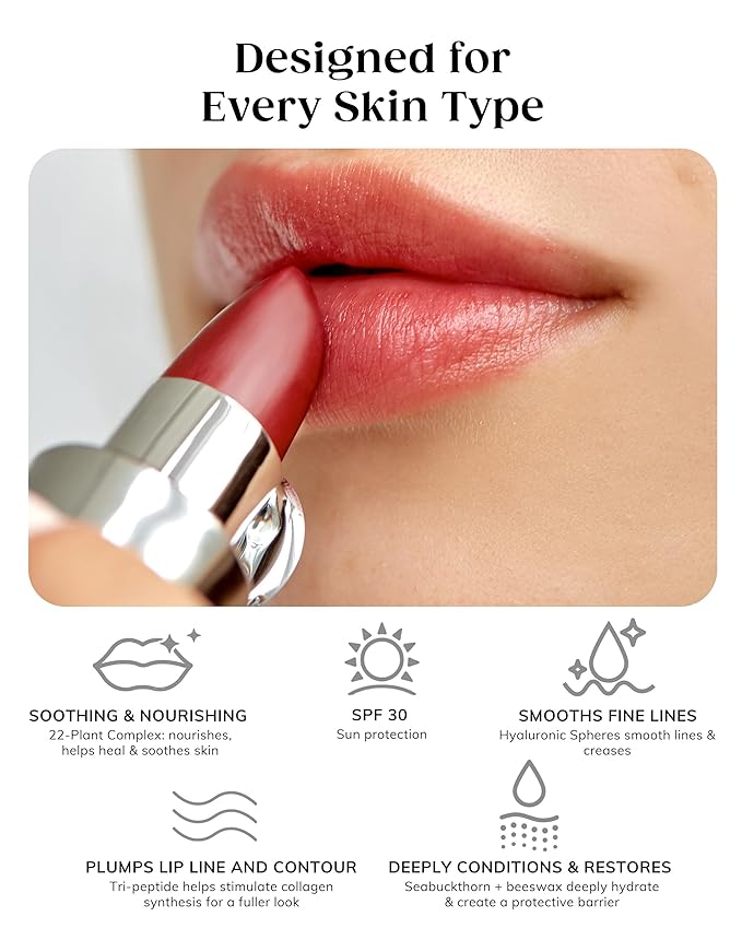 KAPLAN MD Perfect Pout SPF Lipstick – Anti-Aging Lipstick with SPF 30, Hyaluronic Acid & Maxi-Lip Peptide – Moisturizing Color for Dry Lips – Non-Sticky Cruelty-Free Formula – SANTA MONICA