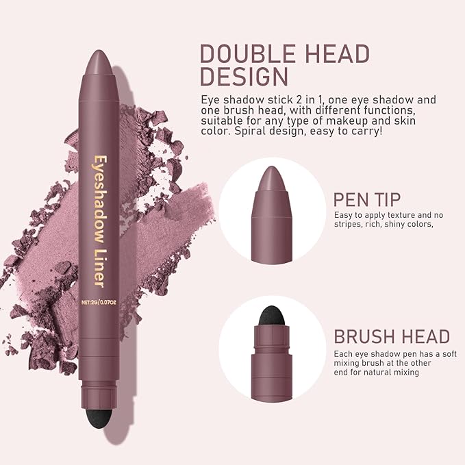 2Pcs Perfect Color Duo-Shadow Liner 2-in-1 Eyeliner & Eyeshadow, Effortless Smoky or Natural Eye Makeup, Waterproof & Smudge-Proof Shadow Liner Duo (A)
