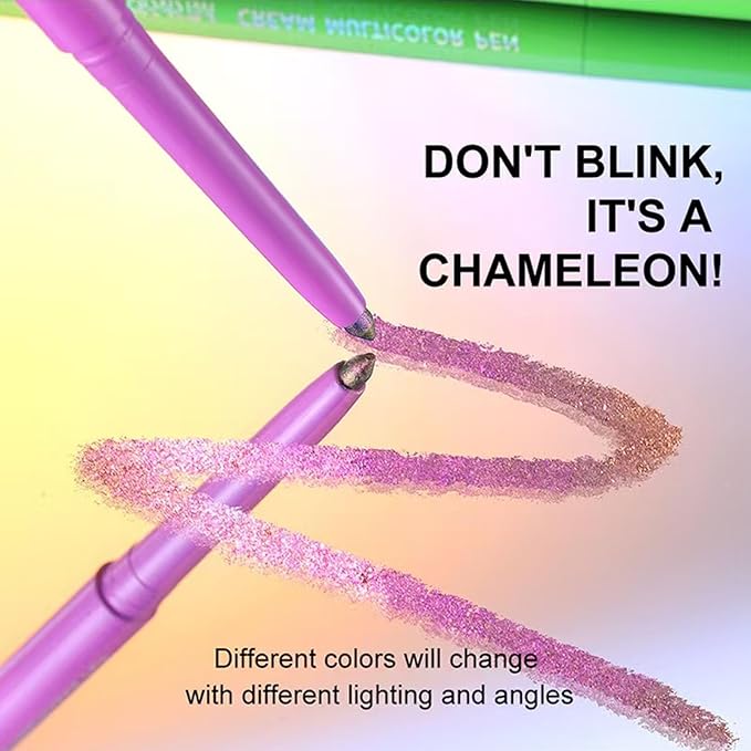 Eyeliner Eyeshadow Stick Chameleon Metallic Glitter Eyeliner Pen Multicolor Cream Shimmer Glitter Smooth Eyes hadow Stick Waterproof Long Lasting Eye liner Pencil,Smudge-proof, Transfer-proof # 01