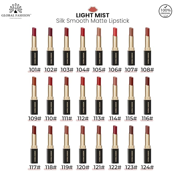 Global Fashion Silk Smooth Matte Lipstick – Long-Lasting, Luxurious Color, Rich Hydration, Lightweight Formula, Lightweight Matte Lip Color for Women, Available in Multiple Shades (106, 0.12 oz)