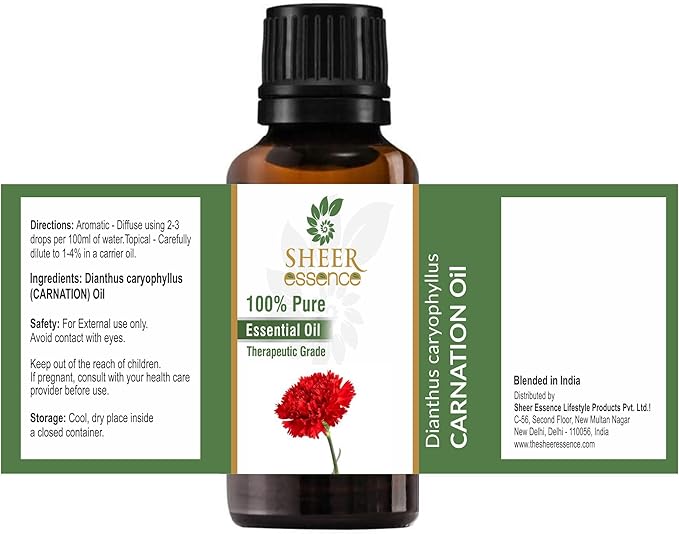 Essential Oils 4oz - 100% Pure and Natural - Therapeutic Grade Oil - Huge 4 Fluid Ounces Bottle with Premium Glass Dropper (Carnation Oil)