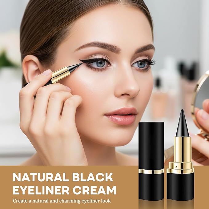 EverGlider Black Gel Eyeliner Pencil, Waterproof Long-Lasting Natural Cream Eyeliner for Smooth Precise Lines, Matte Black Eye Liner Crayon for Daily Makeup & Smokey Eye Looks (04# Black)
