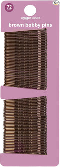 Amazon Basics No Slip Bobby Pins, 72 count, Brunette Brown, High Gloss Bobby Pins for Pain Free, Comfortable, All-Day Styling and UpDos. For All Hair Types